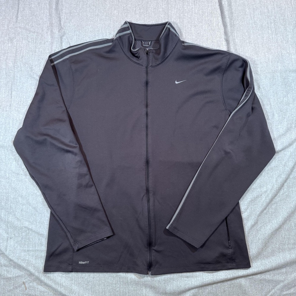 Nike Jacket Mens 2XL Full Zip Athletic‎ Track Fit Dry Performance 244024-071 XXL